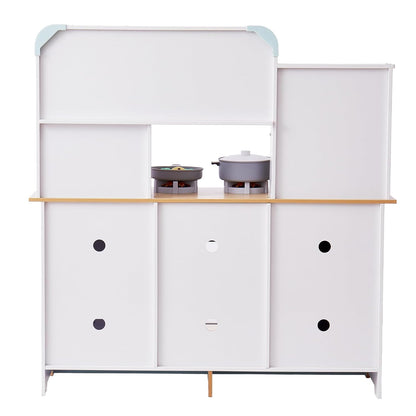 VEVOR Kitchen Toy for Children, Wooden Kitchen Toy Set with Lights Sounds Ice Maker Oven Sink Microwave Refrigerator Utensils, Kitchen Toy, 24 Pieces, White