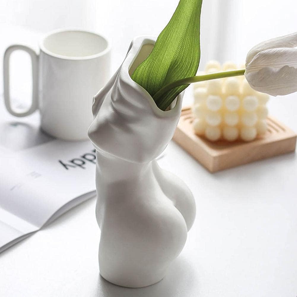 Feminine Body Vase Ceramic Female Undressing Vase, Modern Body Vase Creative White Vase for Living Room Bookshelf Home Decor
