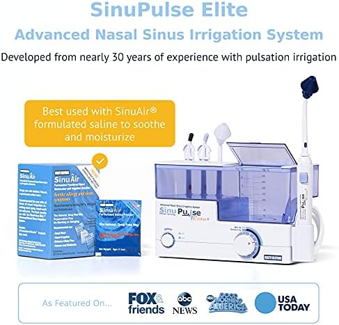 SinuPulse Elite Advanced Nasal Irrigation System with 30 SinuAir Saline Packets, Pulsating Nasal Congestion Relief & Sinus Rinse Machine, More Effective Than Neti Pot or Nose Spray