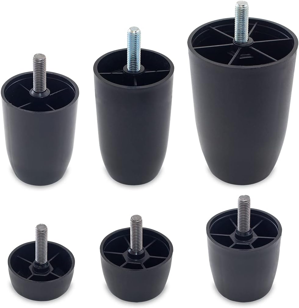 TENDAGGIMANIA Black PVC Sofa Bed Feet - Furniture Feet Height 12 cm - 1 Piece - Legs for Bed, Tables, Armchairs and Poufs Easy to Assemble