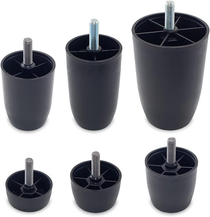 TENDAGGIMANIA Black PVC Sofa Bed Feet - Furniture Feet Height 12 cm - 1 Piece - Legs for Bed, Tables, Armchairs and Poufs Easy to Assemble