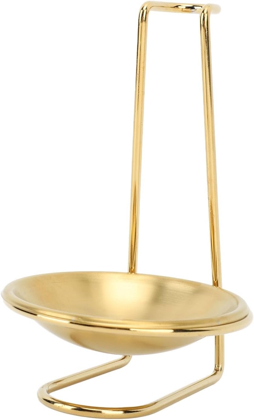 Aladeno Poggiamestolo Portamestolo Verticale in Acciaio Inossidabile Elegante Pratico Portamestolo di Facile Accesso Gadget da Cucina Porta Utensili da Cucina per la Casa Pentole (Golden mit 1 Teller)