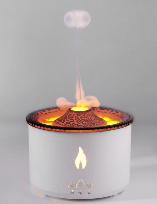 Volcano Diffuser Aromatherapy Oil Humidifier 2 Mist Mode Flame Humidifier,360ML Timer and Waterless Auto-Off Double Color with Remote Control for Home Office