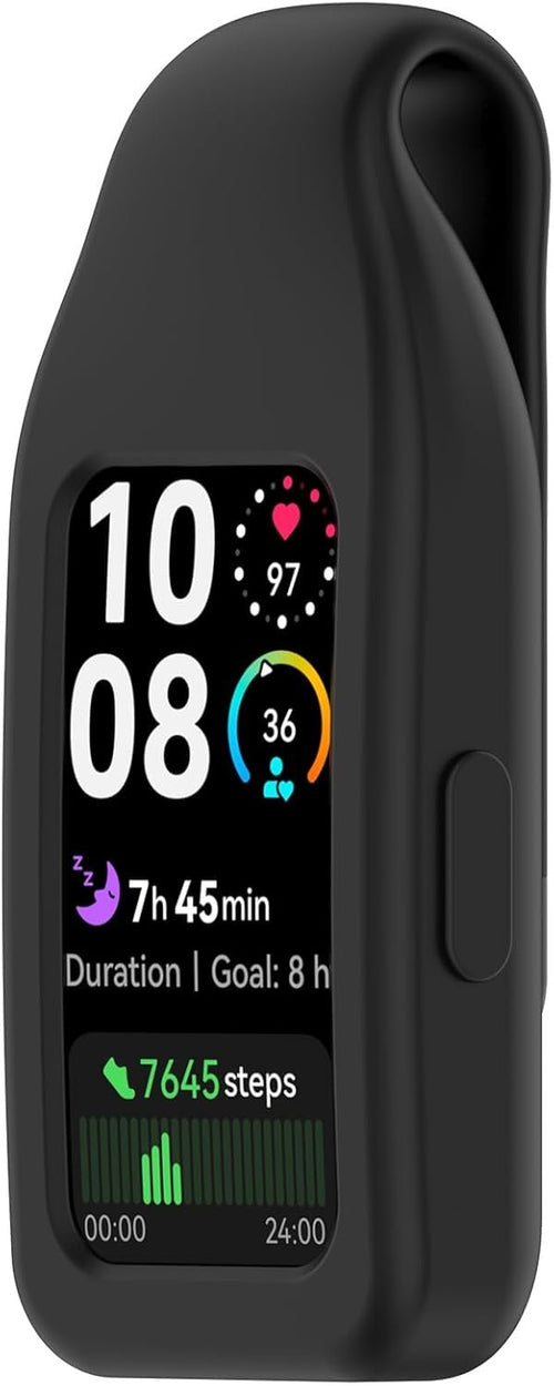 Disscool Universal Clip Buckle Compatible with Huawei Band 10/9/8 Secure Anti-Slip Replacement Wristband Sport Strap, Soft Durable Silicone Material Clip for Swimming Running(Black)