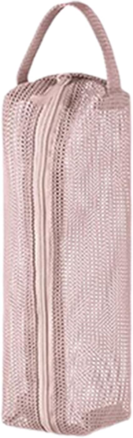 Travel Toiletry Bag, Portable Mesh Pouch, 9.06 x 2.56 x 2.17 Inches Size Breathable Storage Organizer, Lightweight Polyester Case, for Hospital, Gym Airport, Black or Grey Colour, pink, Please refer