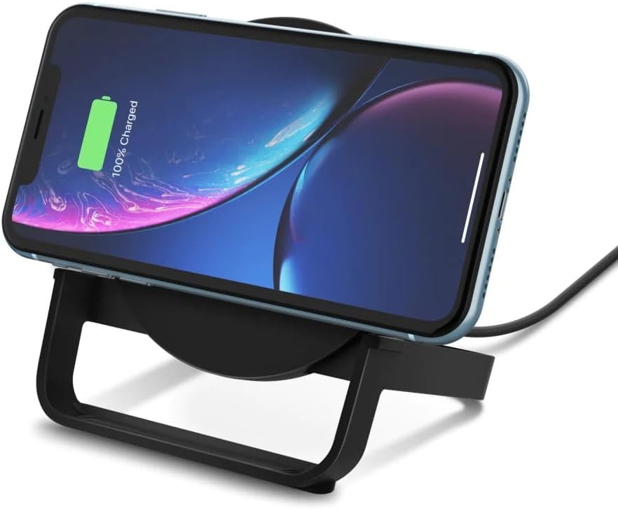 Belkin WIB001btBK Wireless Charging Stand 10W (Wireless Charger for iPhone 11, 11 Pro, 11 Pro Max, Galaxy S20, S20+, S20 Ultra, Note10, Note10+, Pixel 4, 4XL More), Black