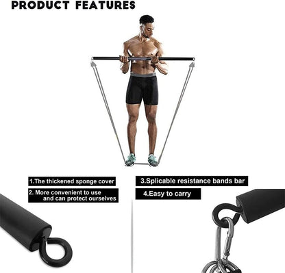OYINDIZ Resistance Band Bar, Home Gym Workout Pilates Bar 38Inch Strength Training Exercise Bar Heavy Duty Lifting Fitness Bar for Resistance Band Training, Core Muscle Training