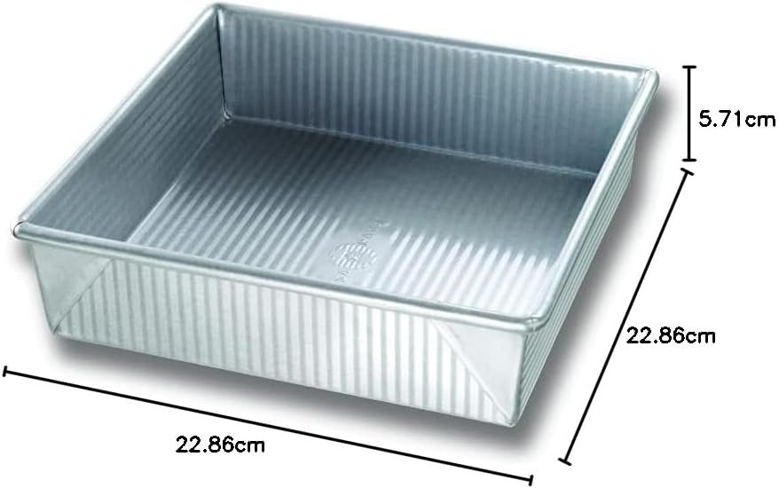 USA Pans 9 x 9 x 2.25-Inch Square Cake Pan, Aluminized Steel with Americoat
