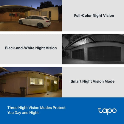 TP-Link Tapo Pan/Tilt Outdoor Security WiFi Camera, 2K, Full-Colour Night Vision, 360Â°, IP65, Smart AI Detection, Sound & Light Alarm, Up to 512 GB, SD Card Slot, No Hub Required (TC41)