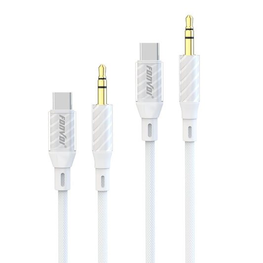 FONVOi USB C to 3.5mm Audio Aux Cable(2 Pack,4FT/1.2M),Transparent Type C AUX to 3.5mm Headphone Adapter Stereo Cord Car Compatible with:iPhone15/16/Samsung Galaxy Note iPad Pro Google Pixel and More…