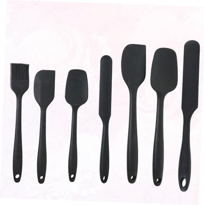 CLISPEED 1 Set/7pcs Prtical Cream Silicone Scraper Spatula Baking Gadgets Kitchen Supplies Bakery Kitchen Utensils (Black)