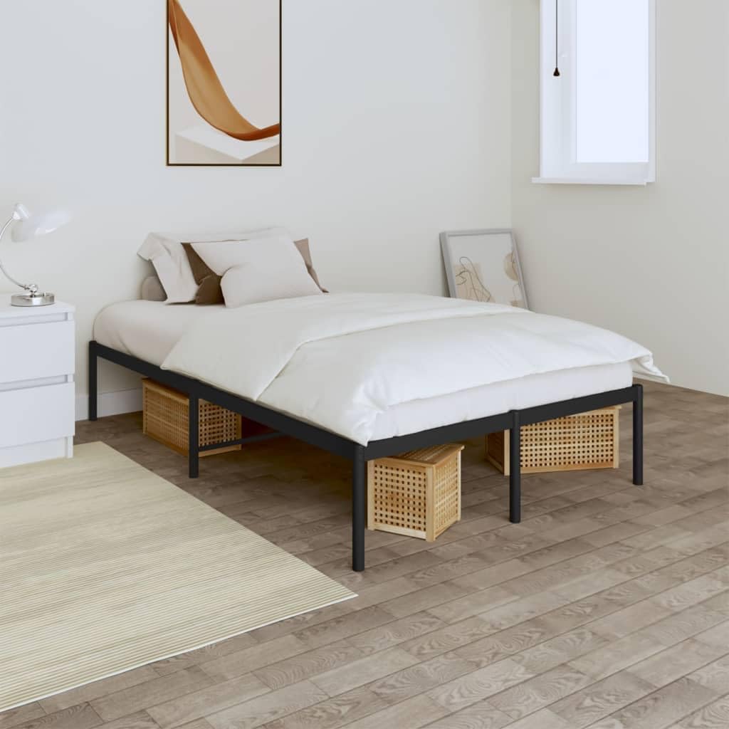 TALCUS Small Double Bed Metal Furniture Set 120 x 190 cm Black