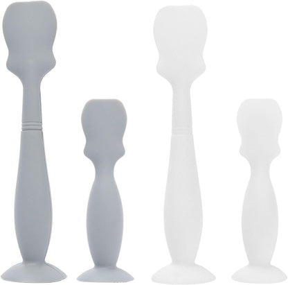 Horuhue Baby Diaper Cream Spatula, 4 Pack Baby Diaper Brush with Humanized Handle and Suction Cup, Baby Cream Applicator Newborn Butt Paste Spatulas (Grey & White)