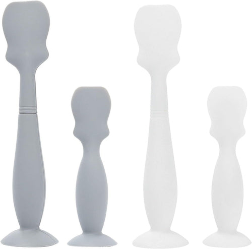 Horuhue Baby Diaper Cream Spatula, 4 Pack Baby Diaper Brush with Humanized Handle and Suction Cup, Baby Cream Applicator Newborn Butt Paste Spatulas (Grey & White)