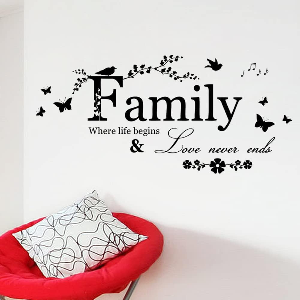 Blinggo Family Letter Quote Removable Vinyl Decal Art Mural Home Decor Wall Stickers