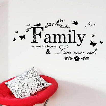 Blinggo Family Letter Quote Removable Vinyl Decal Art Mural Home Decor Wall Stickers