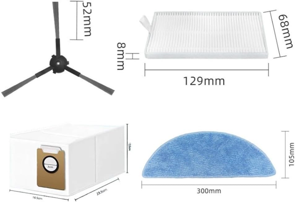 Cleaning Essentials for ECOVACS Y1 - Set completo di filtri, panni mocio, sacchetti per la polvere e spazzole laterali per mantenere l'igiene (B)
