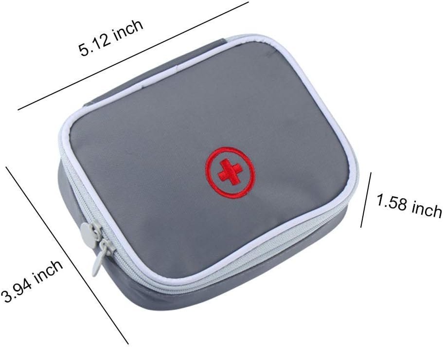 iMapo Portable Mini Travel Medicine Bag, Empty First Aid Kit, Small Medical organizer storage Pouch, Pill Drug Package Container for Outdoor Activities Sports Camping Hiking Emergency -Grey (Bag Only)