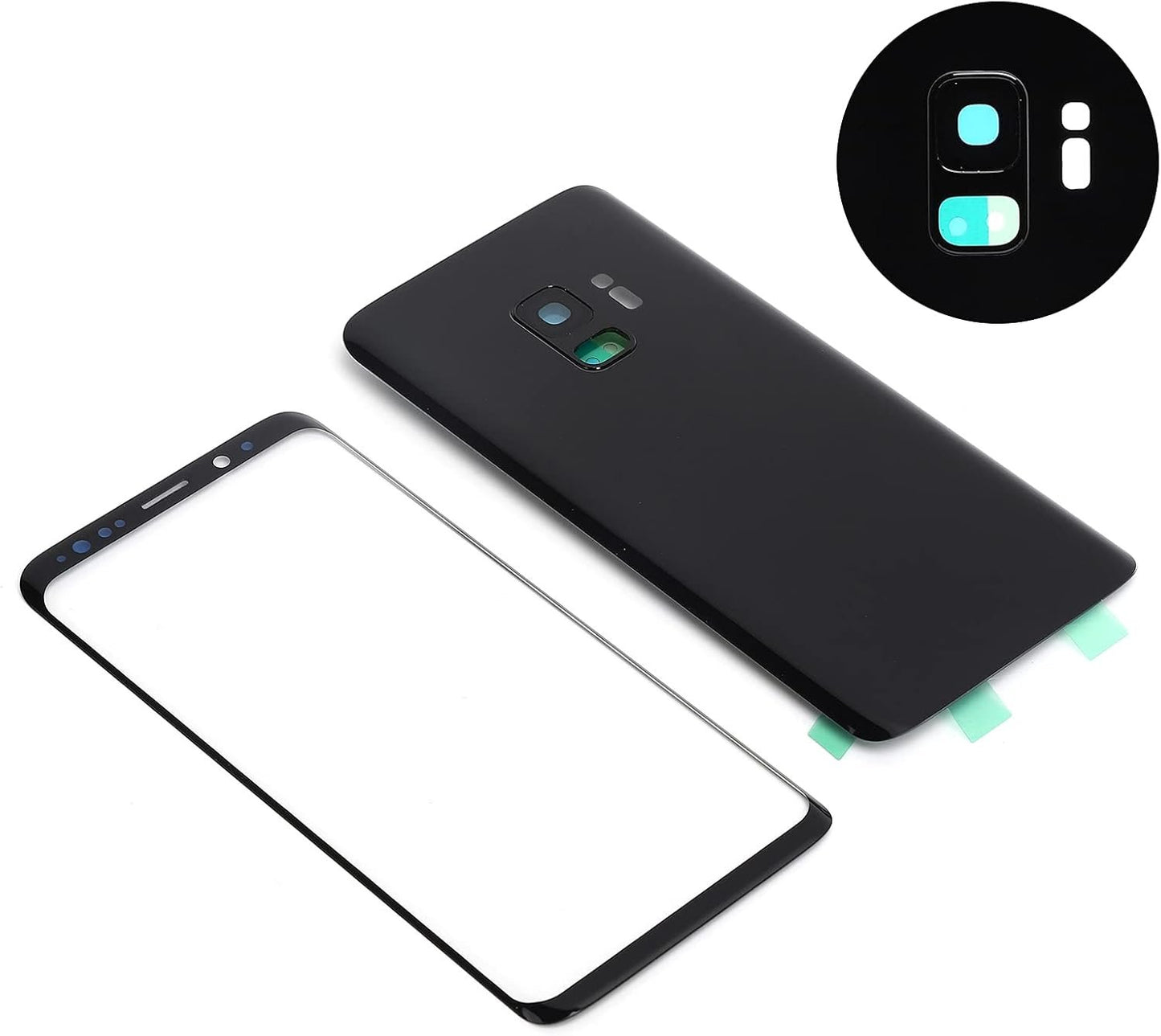 Rear Front Glass Replacement for Samsung S9 G960 Replacement Phone Rear Back Glass Cover Front Screen Glass Lens for Samsung S9 G960 Mobile Phone. G960 Phone Rear Ba (Black)