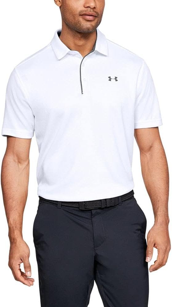 Under Armour Men's Tech Golf Polo , White (100)/Graphite , Large