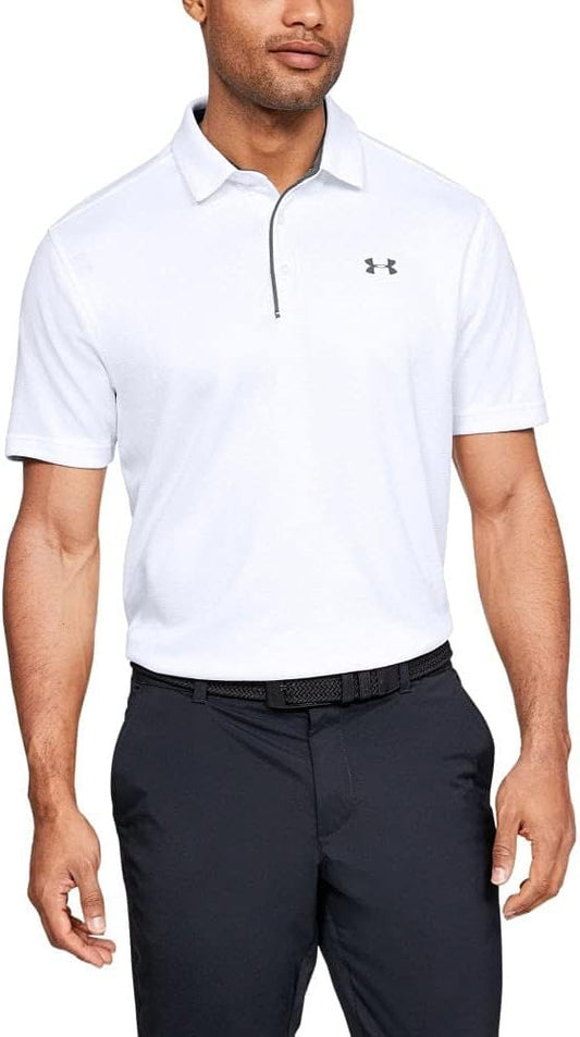 Under Armour Men's Tech Golf Polo , White (100)/Graphite , Large