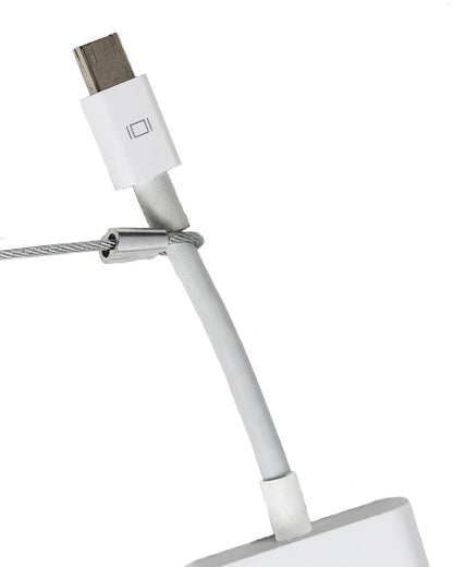 Patented Pre-Assembled Adapter Ties - Anti-Theft Cable Locks for Tools, Dongles, Tethers, Computer adapters. Steel Cable, Security Lock, Easy Installation with Free Crimping Tool