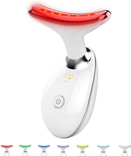 Facial and Neck Massager，7 Color Led Light Therapy for Face and Neck, Multifunctional Facial Skin Care Tools,Beauty Device for Home Use