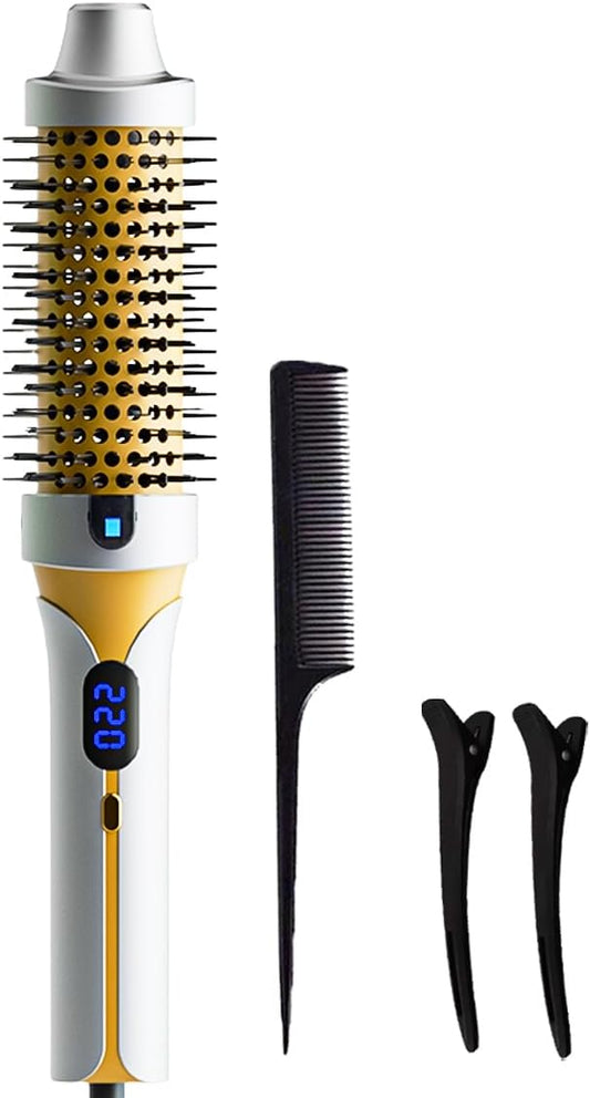 Rotating Hair Brush, Thermal Hair Brush, Thermal Curling Brush, 38 mm Heated Lonic Curling Brush for Creating Volume and Natural Curls, Ionic Care (Gold)