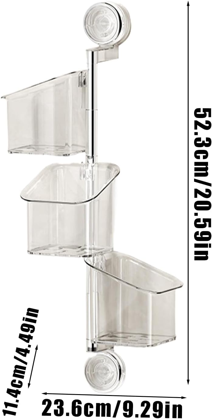ccuzs Suction Cup Storage Holder Shower Shelf Organizer Rotating Container with Drainage No-Drill Wall Mounted Holder for Bathroom Toiletries Sponge Brush Garlic Onion Storage