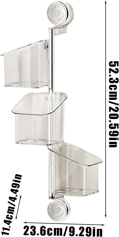 ccuzs Suction Cup Storage Holder Shower Shelf Organizer Rotating Container with Drainage No-Drill Wall Mounted Holder for Bathroom Toiletries Sponge Brush Garlic Onion Storage
