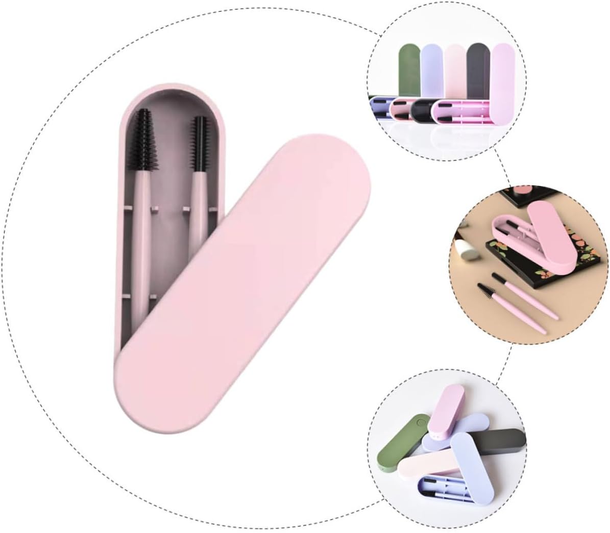 DEARMAMY 1Set Spazzole Silicone Per Sopracciglia e Pratici e Riutilizzabili Rosa Accessori Make Up Essenziali Per Look
