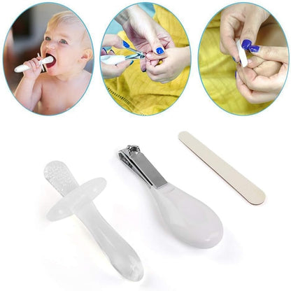 NEWSTYLE Baby Daily Care Kit,Infant Convenient Healthcare Grooming Set Nail Clipper Manicure Safety Scissors Nose Cleaner Hair Brush Comb Essential Daily Care Bathing Tool for Travelling & Home Use