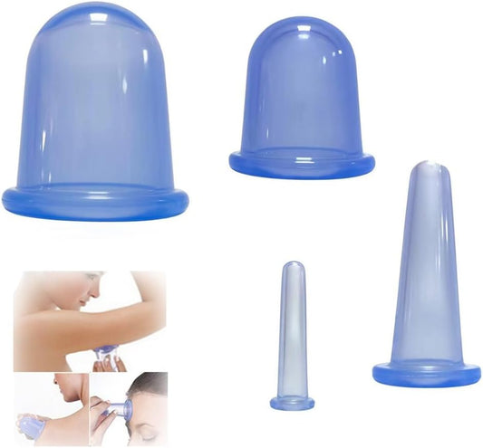 ETERNALLOOG Cupping Therapy Cups - Silicone Cups Set Firm for Muscle Soreness Pain Relief Body Neck Knee, Body Sculpting Cup, Deep Muscle Massager, Anti Cellulite Joint Pain Recovery (4 Sizes)