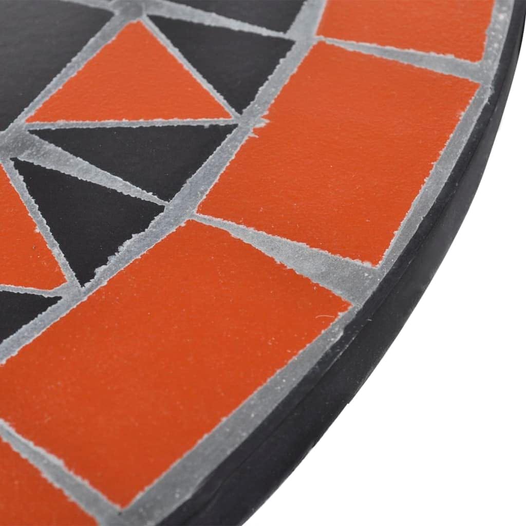 'vidaXL Round Dining Bistro Table, Terracotta and White Ceramic Tabletop, 60cm Diameter, Mosaic Design, Sturdy Iron Frame, Ideal for Balcony or Garden
