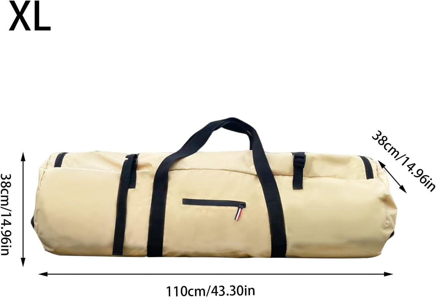 Extra Large Duffle, Waterproof Travel Bag, Zippered Tent Holder, Foldable Gear Bag, Heavy-Duty Storage, Sturdy Carry Handles For Travel, Camping, And Outdoor Packing, Khaki, Please refer to