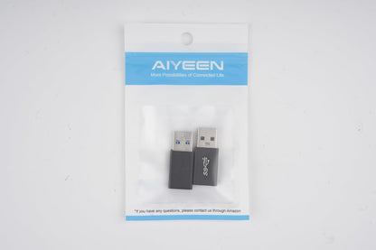 AIYEEN USB 3.0 Male to USB 3.0 Female Adapter (2 Pack), OTG 3.0 USB A to 3.0 USB A Adapter, USB Connector Connection or Data Cable Extension, USB3.0 Expansion Adapter