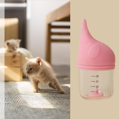 Puppy Bottles for Nursing,with 2pcs Replaceable and Reusable Silicone Nipples,Kitten Bottles for Nursing,Pet Feeding Bottle,for Newborn Pets(Pink - 20ml)