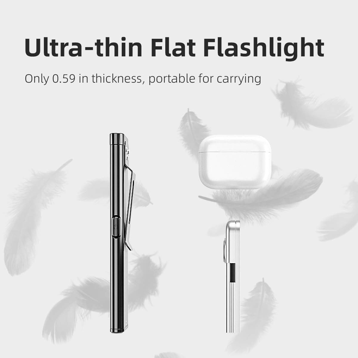 WARSUN Compact Multi-Mode Pocket LED Flashlight - 675LM, USB-C Rechargeable, IPX4, Dual Material, Red/Blue Strobe, for Everyday Carry & Travel (2 Pack)