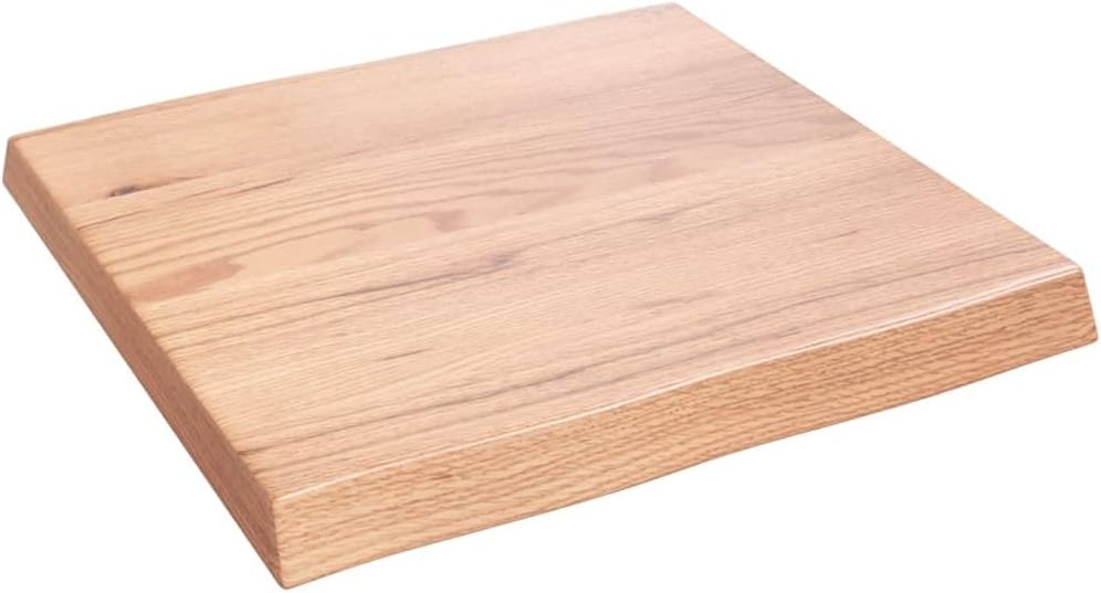 Homgoday 60 x 60 cm Light Brown Solid Oak Tabletop - Treated Wood, Live Edge, Versatile Replacement for Coffee Kitchen Dining Tavolo, Desktop Surface