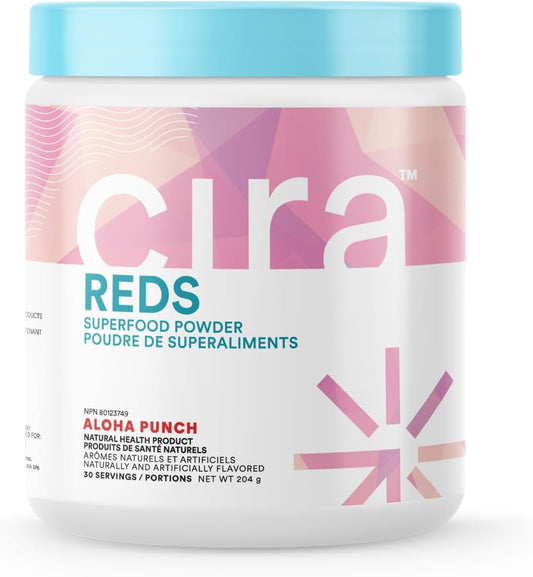 Cira Reds Superfood Powder - Antioxidants and Digestive Enzymes w/Acai Berry for Nitric Oxide, Increased Energy, Immunity, & Gut Health - 30 Servings, Aloha Punch