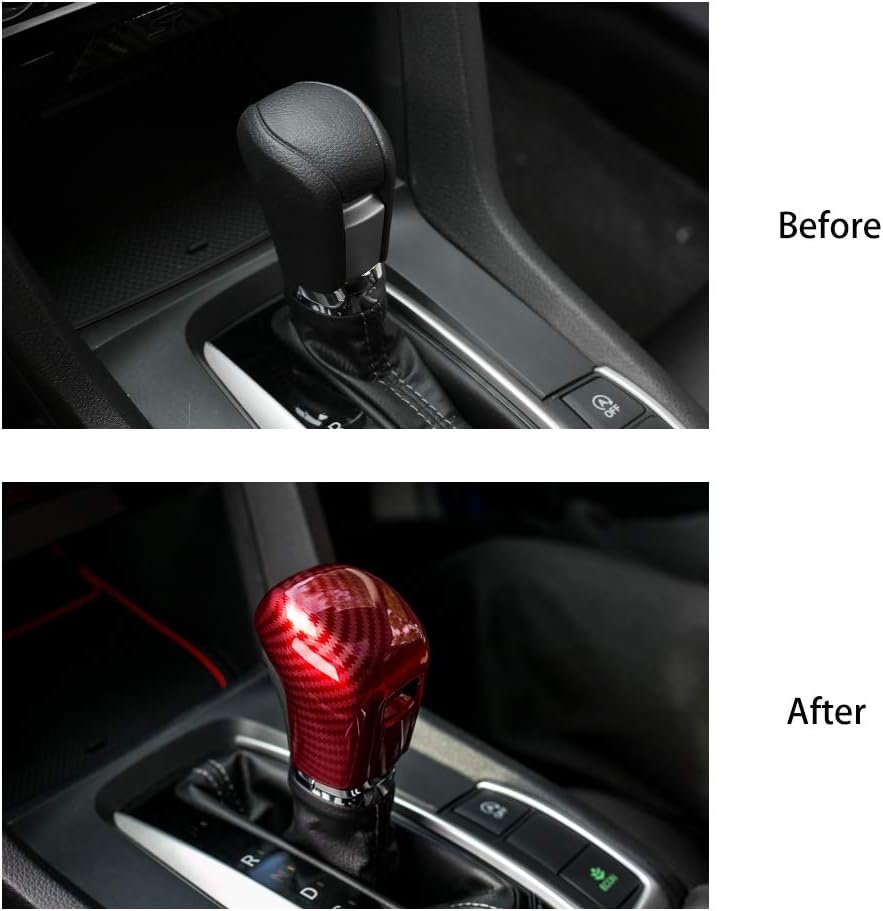 Thenice for 10th Gen Civic Gear Shifting Knob Cover CVT Automatic Transmission Lever Trim Interior Accessories Compatible with Honda Civic 2021 2020 2019 2018 2017 2016 -Red