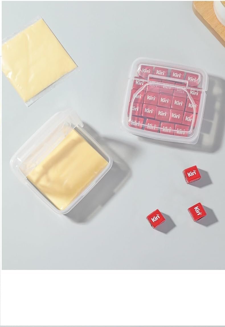 4 PCS Cheese Storage Containers with Flip Lids, Sliced Cheese Container for Fridge, Clear Plastic Butter Block Cheese Slice Storage Box Portable Freezer Food Storage Containers