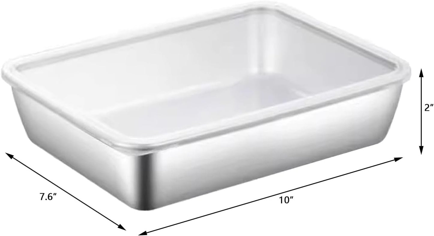 4pack Large Stainless Steel Food Containers Rectangle Food Storage Box Leak Proof Plastic Lid Airtight Meat Storage Container for Fridge,Kitchen Dishwasher Safe