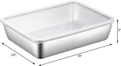 4pack Large Stainless Steel Food Containers Rectangle Food Storage Box Leak Proof Plastic Lid Airtight Meat Storage Container for Fridge,Kitchen Dishwasher Safe
