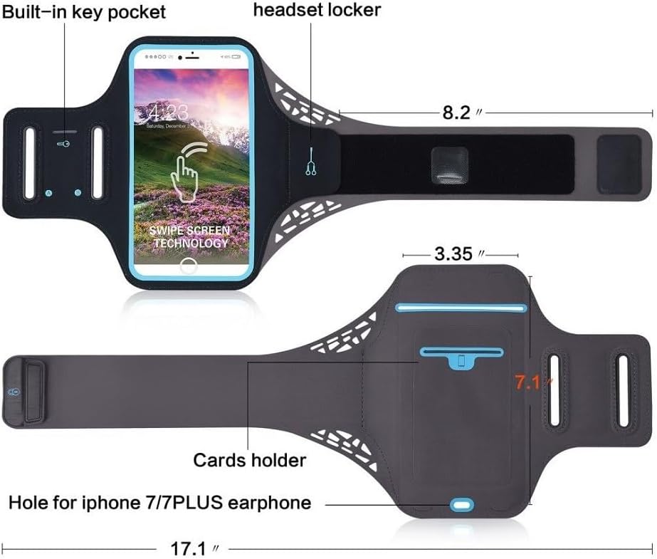 DFV mobile - Professional Cover Ultra-Thin Armband Sport Walking Running Fitness Cycling Gym per TD Tech P50 (2021) - Black