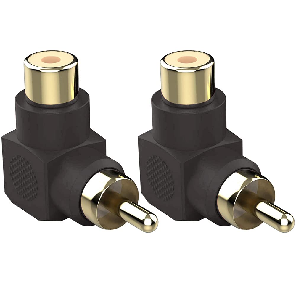 Greluma 8 Pieces RCA Male to Female RCA Connectors Gold-Plated 90 Degree Right Angle Adapters (4 Colors)