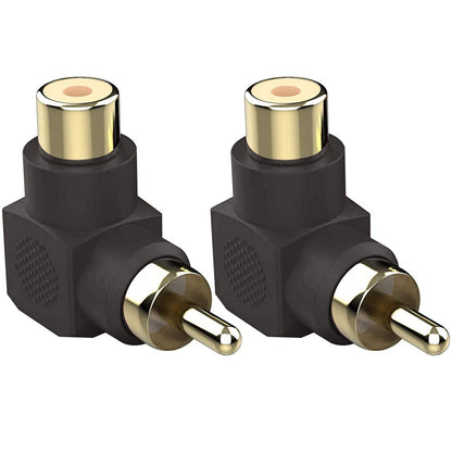 Greluma 8 Pieces RCA Male to Female RCA Connectors Gold-Plated 90 Degree Right Angle Adapters (4 Colors)
