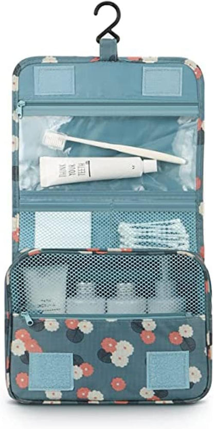 Hanging Travel Toiletry Bag, Foldable Cosmetic Organizer, Waterproof Wash Bag With Hook for Skincare, Makeup, Hygiene - Travel Organizer