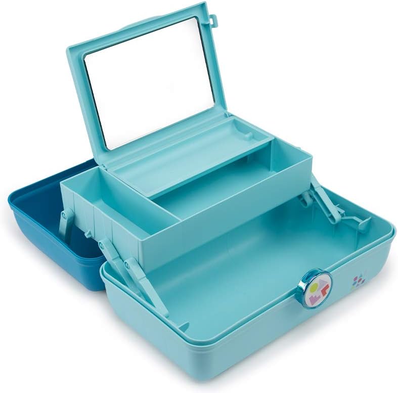 Caboodles On-the-go Girl - Forever Fun X-large Cosmetic Organizer, Make-up & Accessory Case, Turquoise Over Sky, 1 count