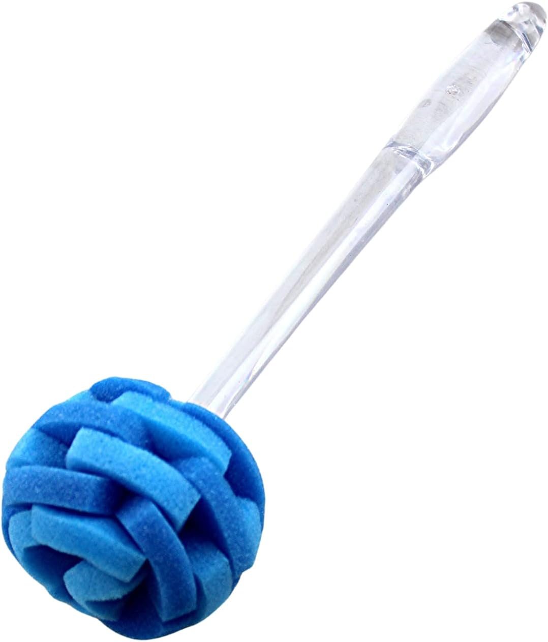 Soft Touch Kitchen Glassware Multi-Purpose Sponge Puff Dish Brush 11.5" with Clear and Comfortable Ergonomic Handle (1)